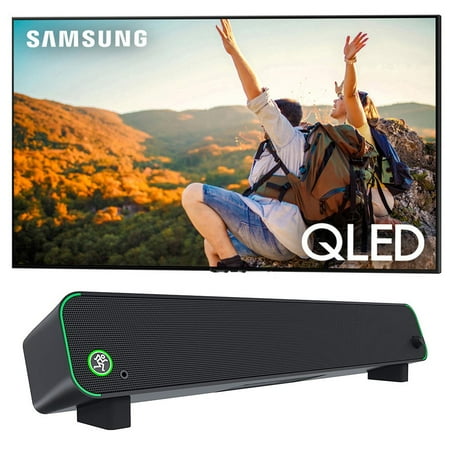 Samsung QN55Q80CAFXZA 55 Inch 4K QLED Direct Full Array with Dolby Smart TV with a Mackie CR-STEALTHBAR Desktop Soundbar with Bluetooth (2023)
