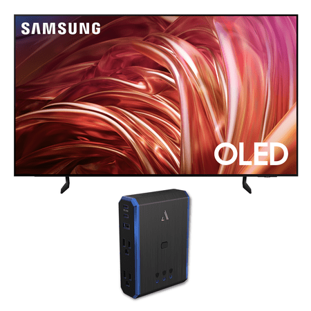 Samsung QN55S85DAEXZA 55 Inch OLED 4K Smart TV with Q-Symphony and an Austere 5S-PS4-US1 4-Outlet Power with Omniport USB (2024)