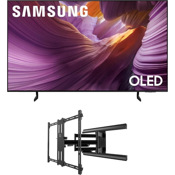 Samsung QN55S85FAFXZA 55 Inch OLED HDR 4K Smart TV with a Kanto PMX700 Pro Series Full Motion Dual Stud Mount (2025)