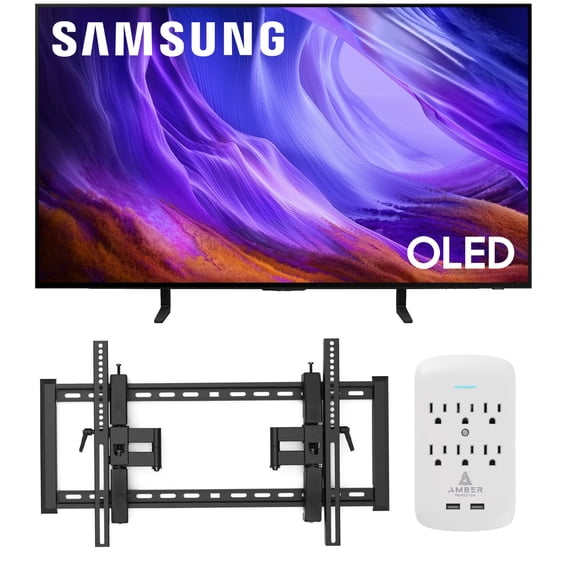Samsung QN55S85HAEXZA 55" 4K OLED Smart TV with Dolby Atmos with a Walts TV TILT-EXTENSION-37-90 Tilt Mount for 37"-90" Compatible TVs and an Amber Protection 6-OUTLET-SURGE Surge Protector (2026)