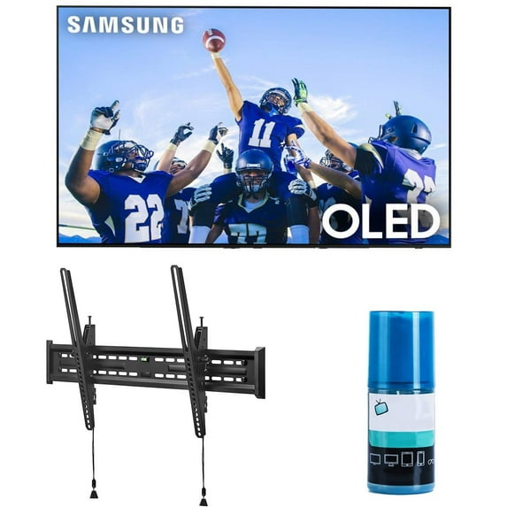 Samsung QN55S90CAFXZA 55" 4K OLED Smart TV with AI Upscaling with a Walts TV Large/Extra Large Tilt Mount for 43"-90" Compatible TV's and Walts HDTV Screen Cleaner Kit (2023)