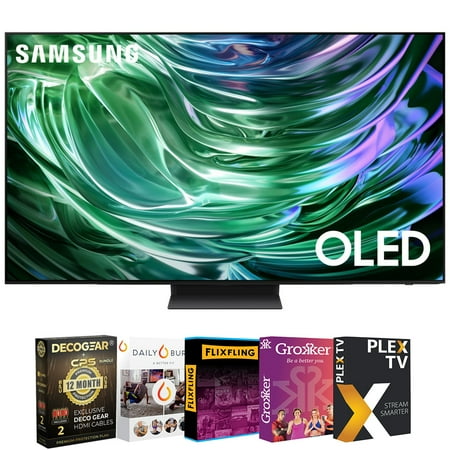 Samsung QN55S90DAFXZA 55 Inch OLED 4K Smart TV 2024 Bundle with Movie Streaming + Deco Gear 4K HDMI 2.0 Cable x2 & CPS Exclusive 12 Month Protection Pack Bundle (BEACH-CPS-261500)