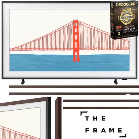 Samsung QN65LS03AAFXZA 65 Inch The Frame QLED 4K Smart TV Bundle with Samsung 65 inch The Frame Customizable Bezel Modern Brown