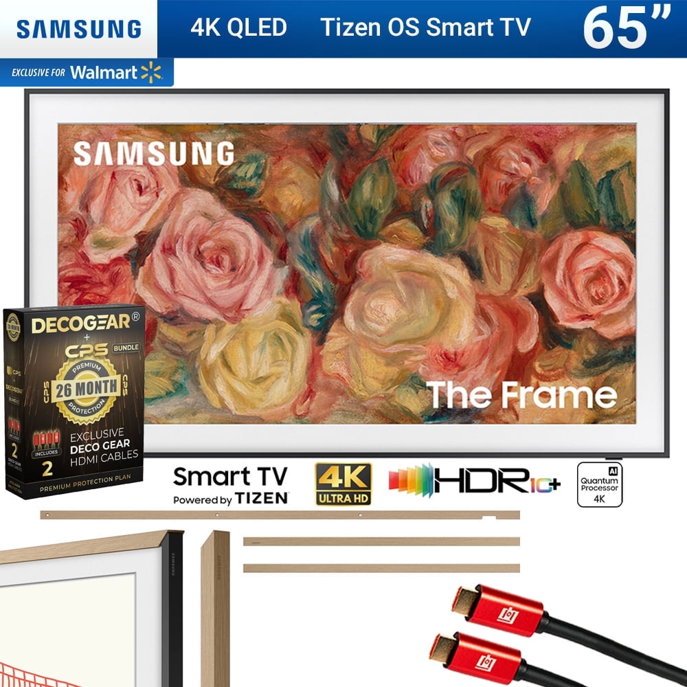 Samsung QN65LS03DA 65 inch The Frame QLED 4K Smart TV (2024 Model) Bundle with 65" The Frame Customizable Bezel Modern Teak