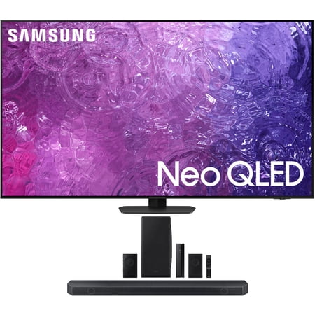Samsung QN65QN90CAFXZA 65 Inch Neo QLED Smart TV with 4K Upscaling with a Samsung HW-Q910D 9.1.2ch Soundbar with Wireless Dolby Atmos (2023)