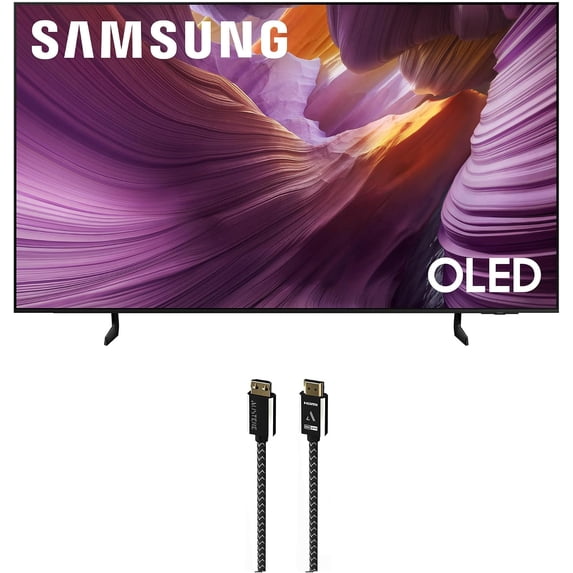Samsung QN65S85FAFXZA 65 Inch OLED HDR 4K Smart TV with an Austere 7S-8KHD2-2.5M VII Series 2.5m Premium Braided 8K HDMI Cable (2025)