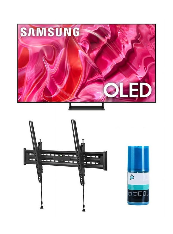 Samsung QN65S90CAFXZA 65" 4K OLED Smart TV with AI Upscaling with a Walts TV Large/Extra Large Tilt Mount for 43"-90" Compatible TV's and Walts HDTV Screen Cleaner Kit (2023)