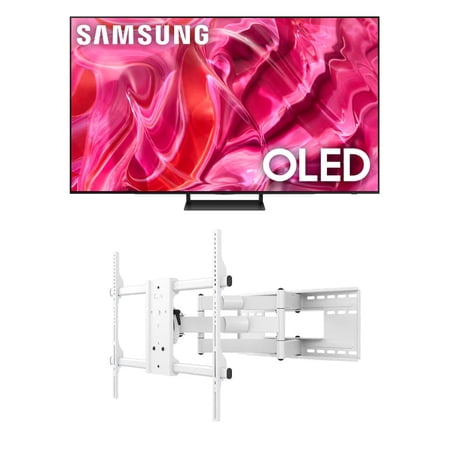 Samsung QN65S90CAFXZA 65 Inch 4K OLED Smart TV with AI Upscaling with a Kanto FMX3W Full Motion TV Mount with 28 Inch Extension for 40 Inch-90 Inch TVs (2023)