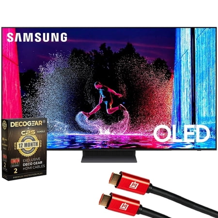 Samsung QN65S90DA 65 Inch OLED 4K Smart TV (2024) Bundle with Deco Gear 2X 4K HDMI 2.0 Cable with Pure Copper Conductors & CPS Exclusive 12 Month Protection |Official Samsung Partner|