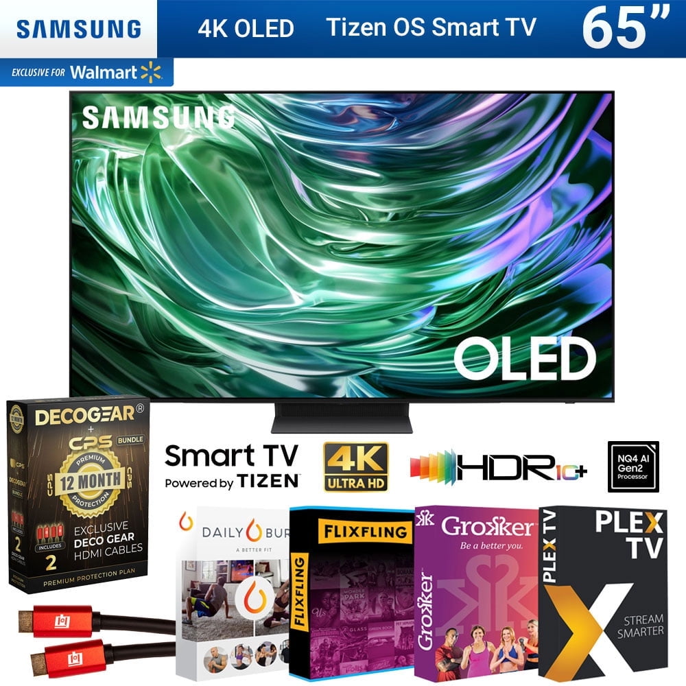 Samsung QN65S90DAFXZA 65 Inch OLED 4K Smart TV 2024 Bundle with Tech Smart USA Premiere and 1 YR CPS Enhanced Protection Pack