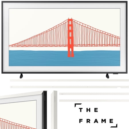 Samsung QN75LS03AAFXZA 75 Inch The Frame QLED 4K Smart TV Bundle with Samsung 75 inch The Frame Customizable Bezel Modern White