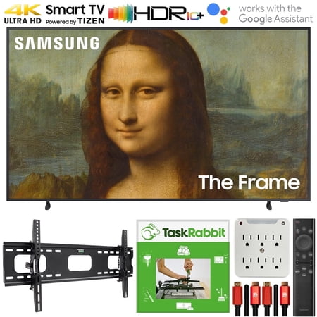 Samsung QN75LS03BA 75 inch The Frame QLED 4K UHD Quantum HDR Smart TV (2022) Bundle with TaskRabbit Installation Services + Deco Gear Wall Mount + HDMI Cables + Surge Adapter