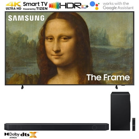 Samsung QN75LS03BA 75 inch The Frame QLED 4K UHD Quantum HDR Smart TV Bundle with Q-series 7.1.2 ch. Wireless Dolby ATMOS Soundbar w/ Q-Symphony