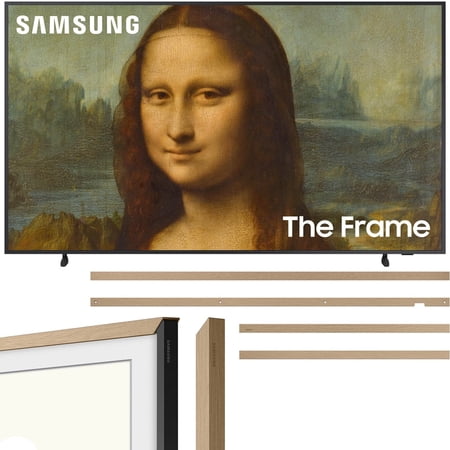 Samsung QN75LS03BAFXZA 75 inch The Frame QLED 4K UHD Quantum HDR Smart TV Bundle with Samsung 75 inch The Frame Customizable Bezel Modern Teak