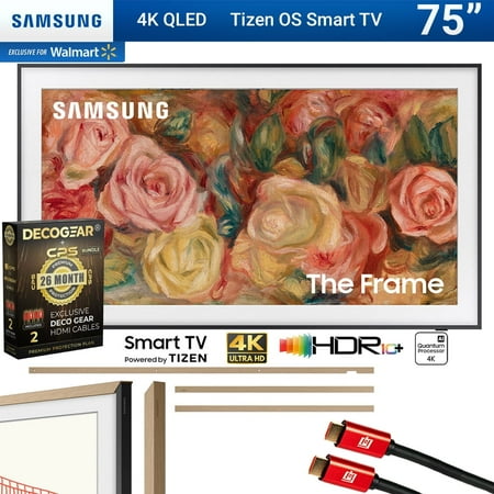 Samsung QN75LS03DA 75 inch The Frame QLED 4K Smart TV (2024 Model) Bundle with 75" The Frame Customizable Bezel Modern Teak