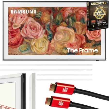 Samsung QN75LS03DA 75 inch The Frame QLED 4K Smart TV 2024 Bundle with 75" The Frame Bezel White and Deco Gear 2X 4K HDMI 2.0 Cable w/ CPS Exclusive 26 Month Protection Pack Bundle (BEACH-CPS-263000)