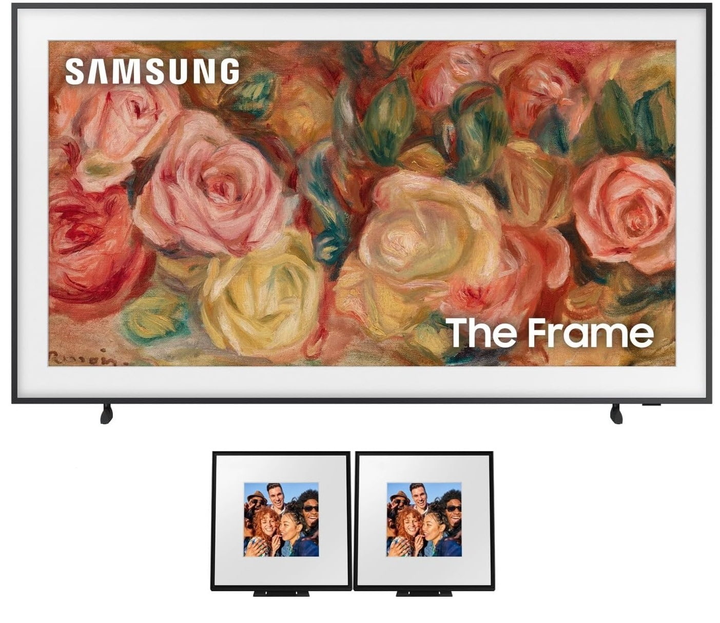 Samsung QN75LS03DAFXZA 75 Inch The Frame 4K Smart Quantum HDR TV with a Samsung HW-LS60D 2.0 Channel Photo Frame Speaker Pair (2024)