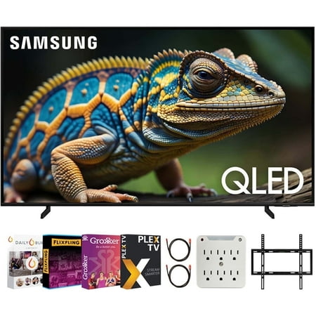 Samsung QN75Q60D 75 Inch QLED 4K Smart TV Bundle with Premiere Movie Streaming Package & TV Setup Bundle with Wall Mount + Surge Adapter + HDMI Cable & More (2024 Model)