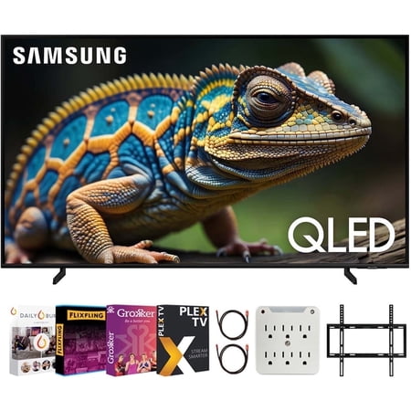 Samsung QN75Q60D 75 Inch QLED 4K Smart TV Bundle with Premiere Movie Streaming Package & TV Setup Bundle with Wall Mount + Surge Adapter + HDMI Cable & More (2024 Model)