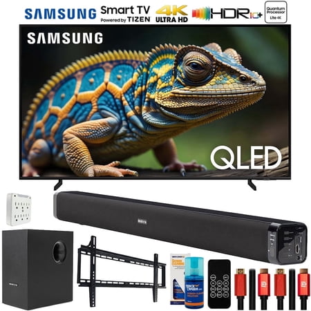Samsung QN75Q60DAFXZA 75 Inch QLED 4K Smart TV (2024 Model) Bundle with Deco Gear Home Theater Soundbar with Subwoofer, Wall Mount Accessory Kit, 6FT 4K HDMI 2.0 Cables and More