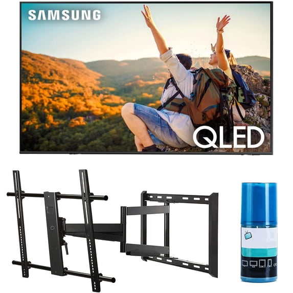 Samsung QN75Q80CAFXZA 75" 4K QLED Direct Full Array with Dolby Smart TV with a Walts TV Large/Extra Large Full Motion Mount for 43"-90" Compatible TV's and Walts HDTV Screen Cleaner Kit (2023)