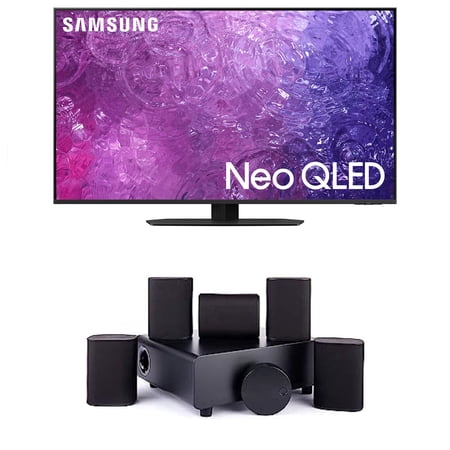 Samsung QN75QN90CAFXZA 75" Neo QLED Smart TV with 4K Upscaling with a Platin MILAN-5-1-SOUNDSEND 5.1 Immersive Cinema-Style Sound System (2023)