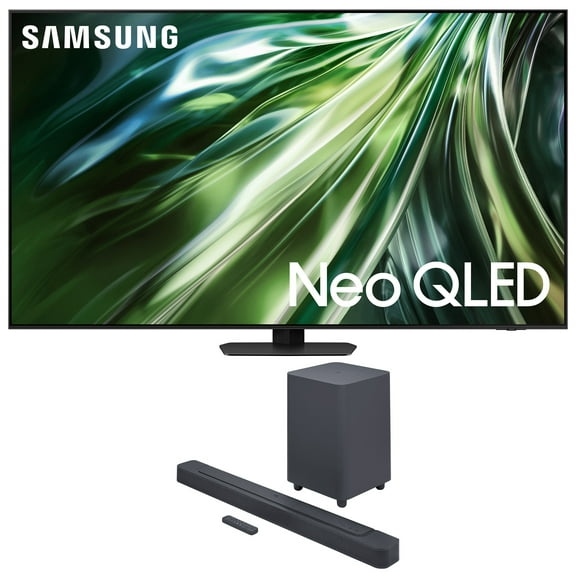 Samsung QN75QN90DAFXZA 75 Inch Neo QLED TV with 4K AI Upscaling and a JBL BAR-500 5.1ch Soundbar and Subwoofer with MultiBeam and Dolby Atmos (2024)