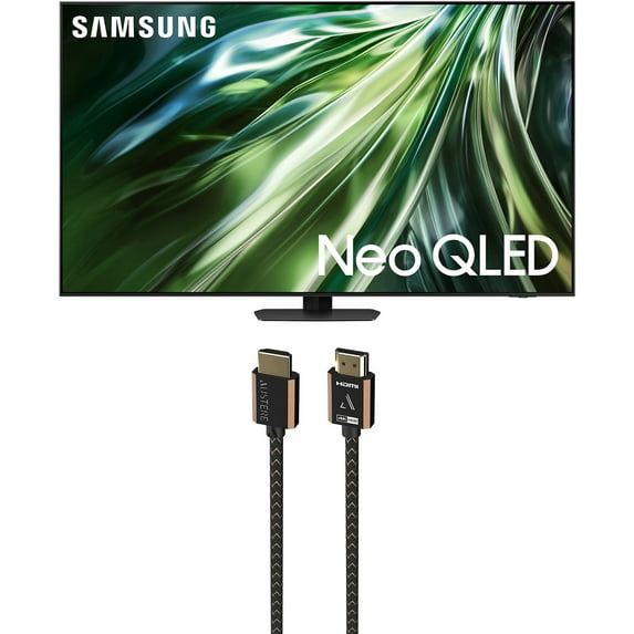 Samsung QN75QN90DAFXZA 75 Inch Neo QLED TV with 4K AI Upscaling and an Austere 3S-4KHD2-2.5M III Series 4K HDMI 2.5m Cable (2024)