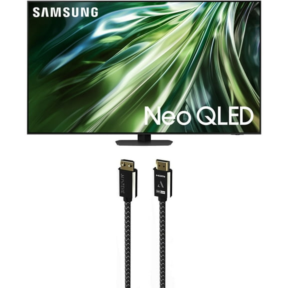 Samsung QN75QN90DAFXZA 75 Inch Neo QLED TV with 4K AI Upscaling and an Austere 7S-8KHD2-2.5M VII Series 2.5m Premium Braided 8K HDMI Cable (2024)