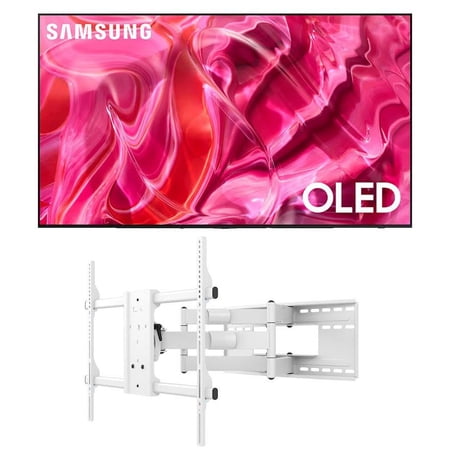 Samsung QN77S90CAFXZA 77 Inch 4K OLED Smart TV with AI Upscaling with a Kanto FMX3W Full Motion TV Mount with 28 Inch Extension for 40 Inch-90 Inch TVs (2023)