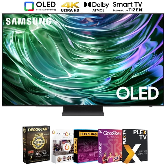 Samsung QN77S90DAFXZA 77 Inch OLED 4K Smart TV 2024 Samsung QN77S90DAFXZA 77 Inch OLED 4K Smart TV 2024 Bundle w/ Movies Streaming and Deco Gear 2X 4K HDMI 2.0 Cable & CPS Exclusive 12 Month Protecti