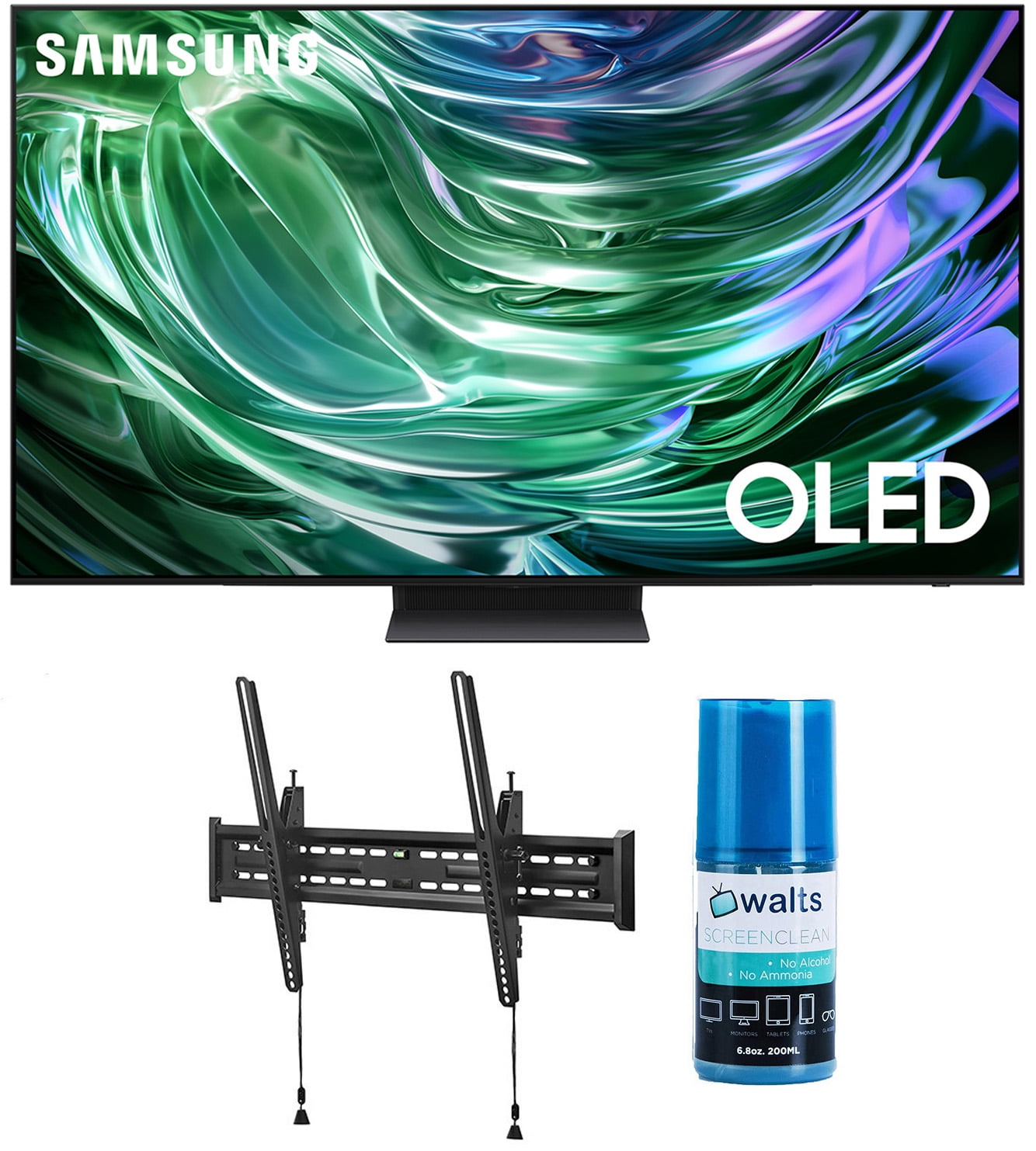 Samsung QN77S90DAFXZA 77 Inch 4K OLED Smart TV with Dolby Atmos with a Walts TV Large/Extra Large Tilt Mount for 43-90 Inch Compatible TV's and Walts HDTV Screen Cleaner Kit (2024)