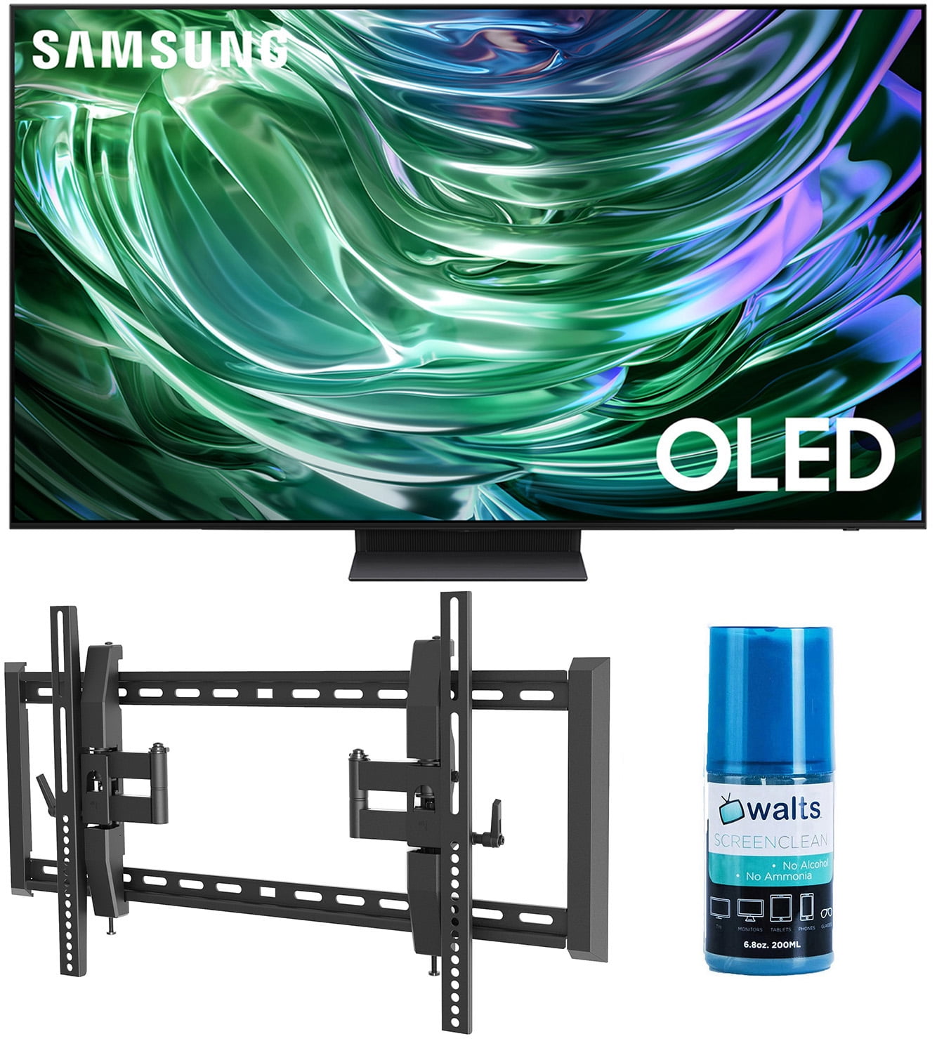 Samsung QN77S90DAFXZA 77 Inch 4K OLED Smart TV with Dolby Atmos with a Walts TV TILT-EXTENSION-37-90 Tilt Mount for 37-90 Inch Compatible TVs and Walts HDTV Screen Cleaner Kit (2024)