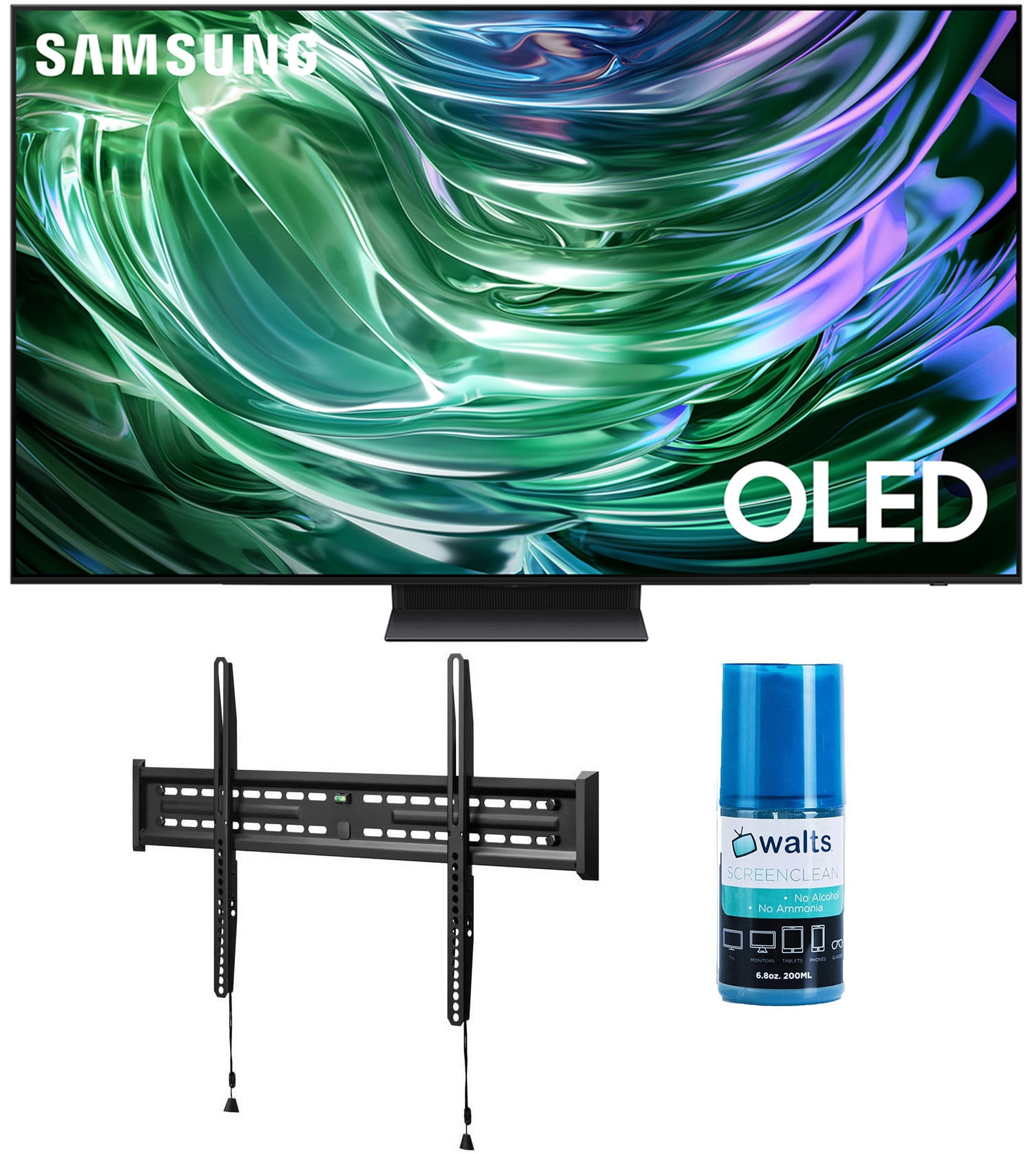 Samsung QN77S90DAFXZA 77 Inch 4K OLED Smart TV with Dolby Atmos with a Walts TV FIXED-MOUNT-43-90 TV Mount for 43-90 Inch Compatible TVs and Walts HDTV Screen Cleaner Kit (2024)