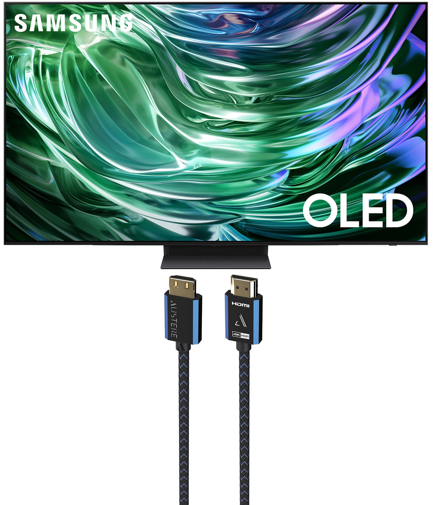 Samsung QN77S90DAFXZA 77 Inch 4K OLED Smart TV with Dolby Atmos and an Austere 5S-4KHD2-2.5M V-Series 2.5m Premium 4K HDR HDMI Braided Cable (2024)