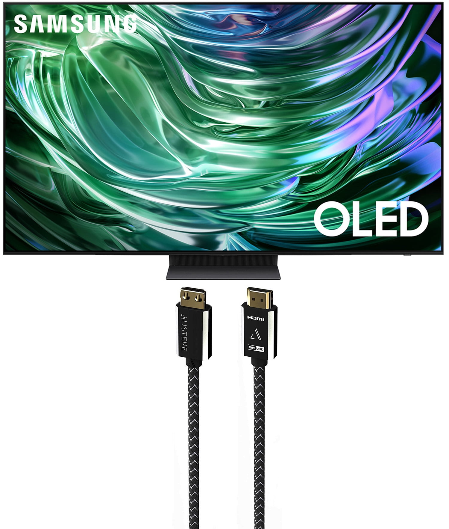 Samsung QN77S90DAFXZA 77 Inch 4K OLED Smart TV with Dolby Atmos and an Austere 7S-8KHD2-2.5M VII Series 2.5m Premium Braided 8K HDMI Cable (2024)