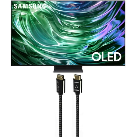 SAMSUNG QN77S90DAFXZA 77 Inch 4K OLED Smart TV with Dolby Atmos and an Austere 7S-8KHD2-2.5M VII Series 2.5m Premium Braided 8K HDMI Cable (2024)