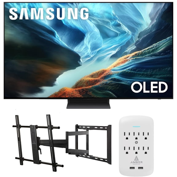Samsung QN77S90HAEXZA 77" S90H Series OLED 4K UHD Smart Vision AI TV with a Walts Large/XL Full Motion Mount and Amber Protection 6-OUTLET-SURGE Surge Protector (2026)