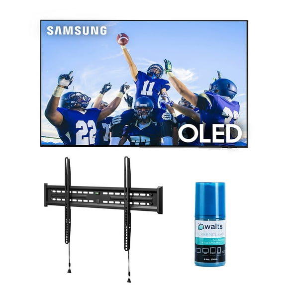 Samsung QN77S95CAFXZA 77" Ultra Slim 4K Quantum HDR OLED Smart TV with a Walts FIXED-MOUNT-43-90 TV Mount for 43"-90" Compatible TVs and Walts HDTV Screen Cleaner Kit (2023)
