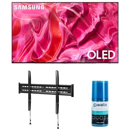 Samsung QN83S90CAEXZA 83 Inch 4K HDR OLED Smart TV with AI Upscaling with a Walts FIXED-MOUNT-43-90 TV Mount for 43 Inch-90 Inch Compatible TV's and Walts HDTV Screen Cleaner Kit (2023)