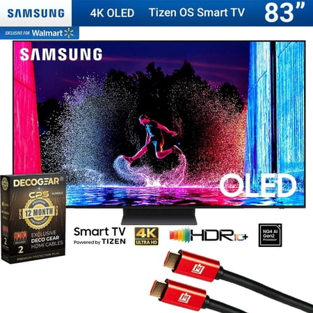 Samsung QN83S90DA 83 Inch OLED 4K Smart TV (2024) Bundle with Deco Gear 4K HDMI 2.0 Cable X2 & CPS Exclusive 12 Month Protection
