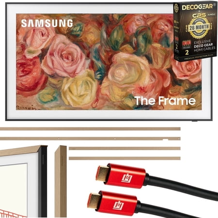 Samsung QN85LS03DA 85 inch The Frame QLED 4K Smart TV 2024 Bundle with The Frame Bezel Teak + Deco Gear 2X 4K HDMI 2.0 Cable with CPS Exclusive 26 Month Protection Pack Bundle (BEACH-CPS-265000)