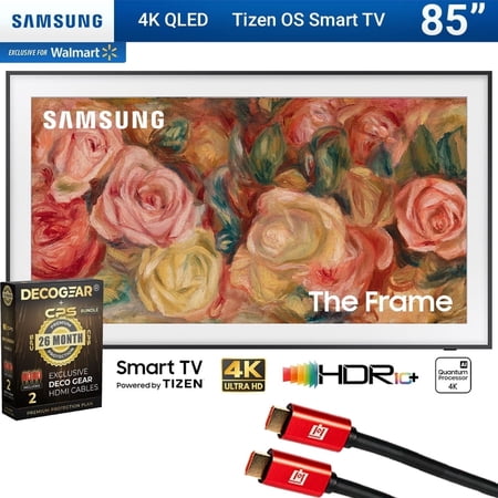 Samsung QN85LS03DA 85 inch The Frame QLED 4K Smart TV 2024 Bundle w/ Deco Gear 4K HDMI 2.0 Cable w/ Pure Copper Conductors x2 & CPS Exclusive 26 Month Protection Pack