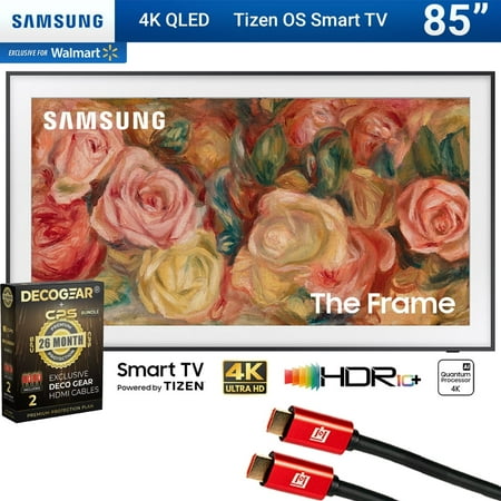 Samsung QN85LS03DA 85 inch The Frame QLED 4K Smart TV 2024 Bundle w/ Deco Gear 4K HDMI 2.0 Cable w/ Pure Copper Conductors x2 & CPS Exclusive 26 Month Protection Pack