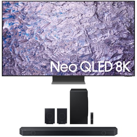 Samsung QN85QN800CFXZA 85 Inch Neo QLED 8K Smart TV 2023 Bundle with Samsung 11.1.4 ch. Wireless Dolby ATMOS Soundbar and Rear Speakers