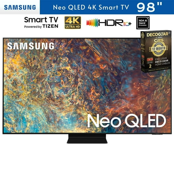 Samsung QN98QN90DA 98 Inch Neo QLED 4K Smart TV (2024) Bundle with 2x 4K HDMI Cable & Deco Gear CPS Exclusive 26 Month Protection Pack