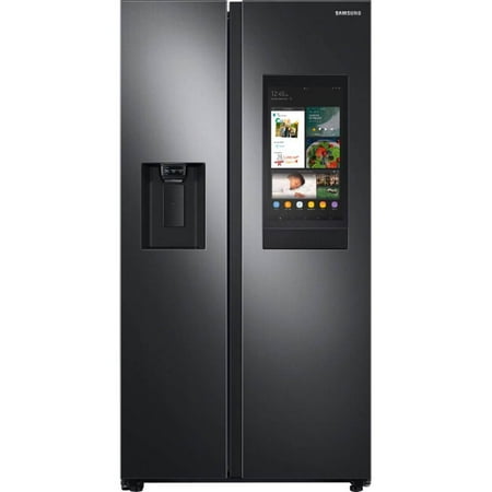 Samsung - 26.7 Cu. Ft. Side-by-Side Refrigerator with 21.5" Touch-Screen Family Hub - Black stainless steel