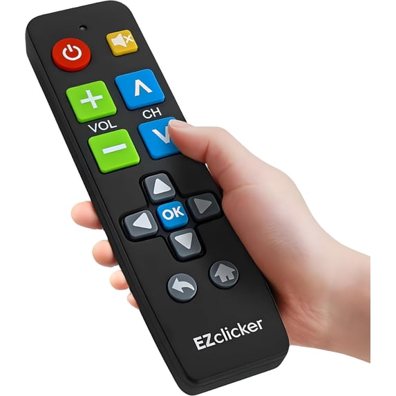 Big Button Universal TV Remote (Black) Simple Easy to Use Great for Seniors Works with Major TV Brands (2xAAA Batteries Not Included)