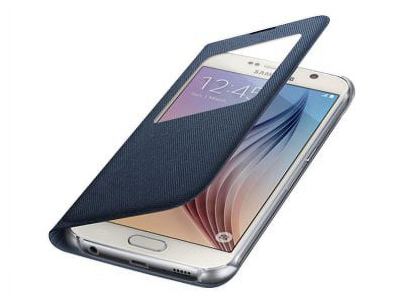 Samsung S-View Flip Cover EF-CG920BBE - Flip cover for cell phone - polyester - black fabric - for Galaxy S6