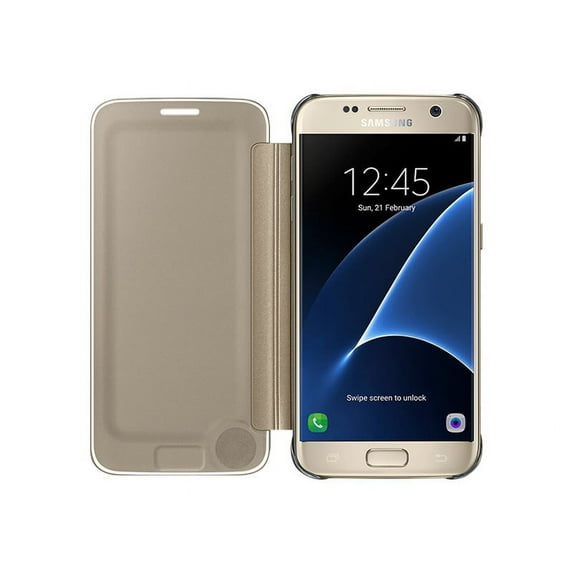 Samsung S-View Flip Cover EF-ZG930 - Flip cover for cell phone - black - for Galaxy S7